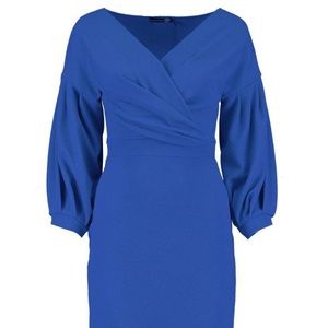 BOO HOO COBALT BLUE WRAP DRESS